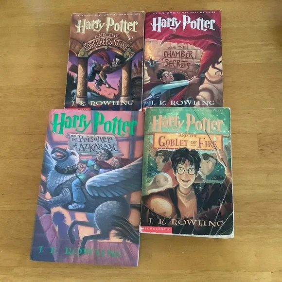 Set of 4 Harry Potter Books Books 1, 2, 3, and 4 by JK Rowling Fantasy - Picture 1 of 2